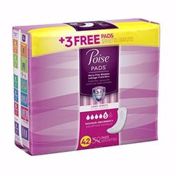 Picture of KIMBERLY-CLARK POISE® PADS Poise Pads, Maximum, Long, 39/Pk, 4 Pk/Cs (56 Cs/Plt)