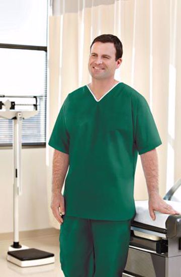 Picture of GRAHAM MEDICAL DISPOSABLE ELITE NON-WOVEN SCRUBS Shirt, Non-Woven, Medium, Green, 30/Cs