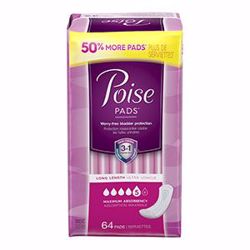Picture of KIMBERLY-CLARK POISE® PADS Poise Pads, Maximum Absorbency, Long, 64/Pk, 2 Pk/Cs