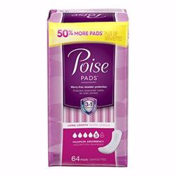 Picture of KIMBERLY-CLARK POISE® PADS Poise Pads, Maximum Absorbency, Long, 64/Pk, 2 Pk/Cs