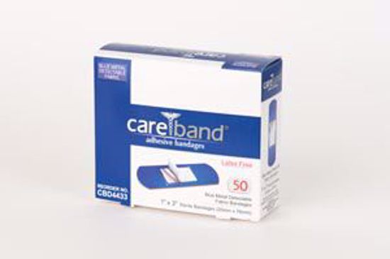 Picture of ASO CAREBAND™ BLUE METAL DETECTABLE BANDAGE Blue Metal Bandage, 1" Strip, Fabric, 50/Bx, 24 Bx/Cs