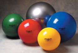 Picture of HYGENIC/THERA-BAND EXERCISE BALLS Standard Exercise Ball, 85Cm / Silver, For Body Height Over 6'9" (205Cm),  (Bulk Only, No Retail Box), Bulk Case Pks Of 10 Balls In Poly-Bags With 10 Instructional Poster, 10 Ea/Cs (020874) (US Only)