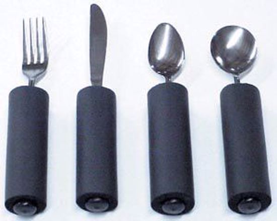 Picture of KINSMAN SOFT B-U™ HANDLE UTENSILS Built-Up Utensils, Set Of 4 Includes: Fork, Knife, Teaspoon & Soup Spoon (DROP SHIP ONLY)