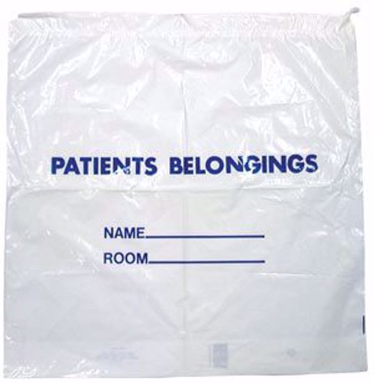 Picture of DUKAL DAWNMIST PATIENT BELONGINGS BAGS Drawstring Bag, 2-Color Nature, 9" X 10¾" X 2½", 1000/Cs