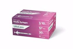 Picture of ULTIMED ULTICARE INSULIN SYRINGES Insulin Syringe, 3/10Cc, 30G X ½", 100/Bx