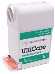 Picture of ULTIMED ULTICARE ULTIGUARD SYRINGES Insulin Syringe, 1Cc, 31G X 5/16", 100/Bx