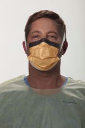 Picture of HALYARD KC300 SURGICAL & PROCEDURE MASKS Procedure Mask, Wraparound Visor, Fog-Free, Earloop, Orange, 25/Bx, 4 Bx/Cs