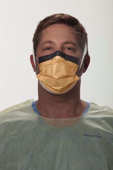 Picture of HALYARD KC300 SURGICAL & PROCEDURE MASKS Surgical Mask, Wraparound Visor, Fog-Free, Earloop, Orange, 25/Bx, 4 Bx/Cs