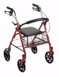 Picture of WALKER ROLLATOR DURA FOLDING STEEL W/7.5" WHLS RED 300LB