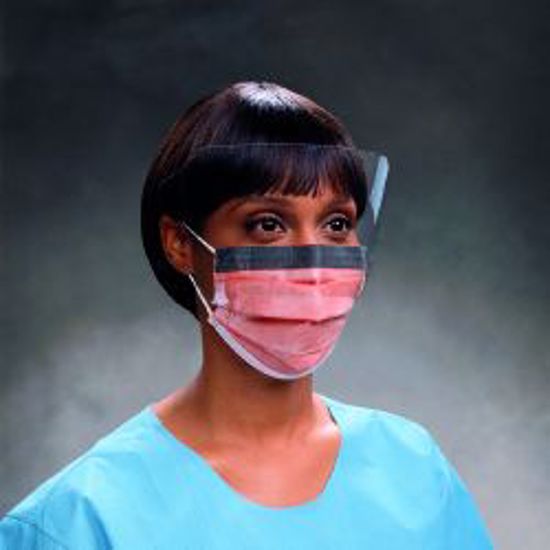 Picture of MASK FACE PROC FL RESIST W/SHLD&EARLP ORG (25/BX) KIMCLK