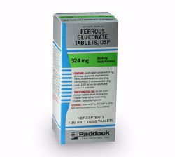 Picture of FERROUS GLUCONATE TAB 325MG (100/BT) 9PADD