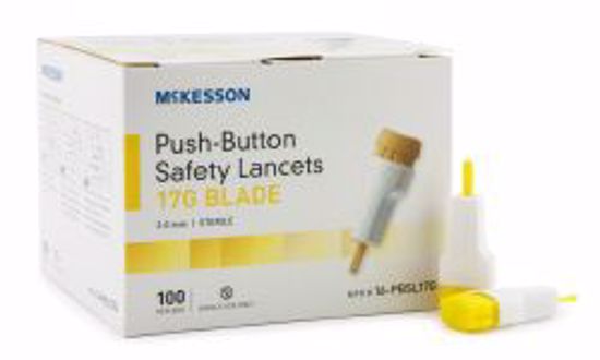 Picture of LANCET PUSH-BUTTON SFTY 17G BLADE (100/BX 20BX/CS)