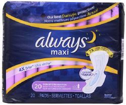 Picture of PAD ALWAYS MAXI X HVY OVERNIGHT+WINGS (20/BX) 9PG