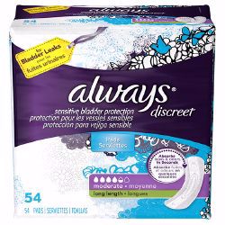 Picture of PAD INCONTINENCE ALWAYS DISCREET LNG (54/PK 3PK/C